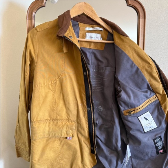 Men's Tan Jacket with Contrast Funnel Collar - Picture 2 of 8